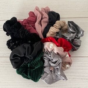 15 Velvet and Satin Scrunchie Set
